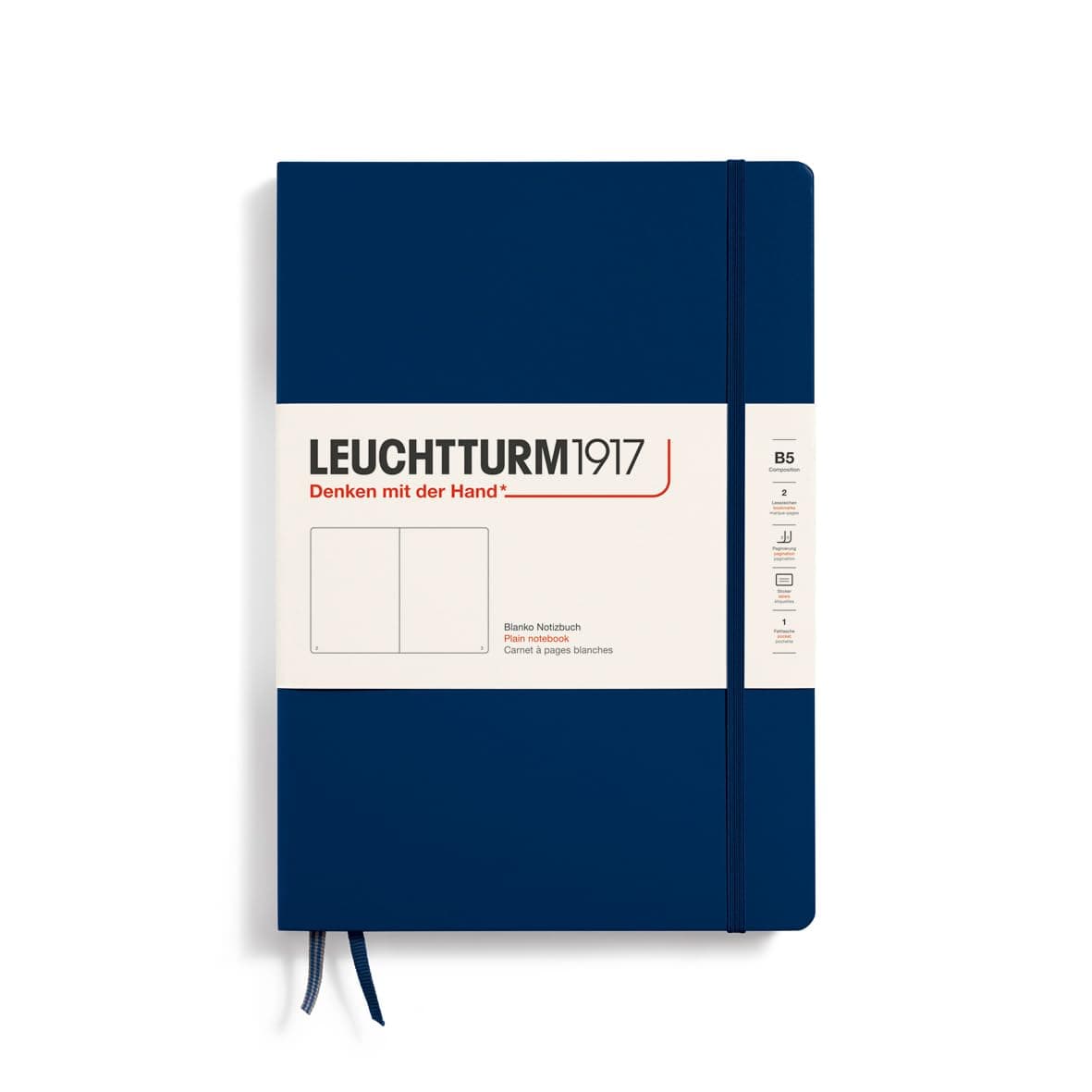 Notebook Hardcover Composition B5-219 Numbered Pages for Writing and Journaling (Navy, Plain)