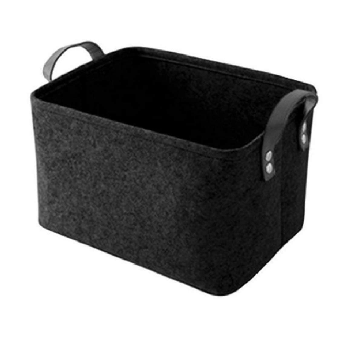 Hoomall Storage Basket with Handle Large Wool Felt Foldable Open Storage Bins Boxes Collapsible Organizer for Clothing, Toys, Books, Newspaper Light Grey, Black, Blue, Brown