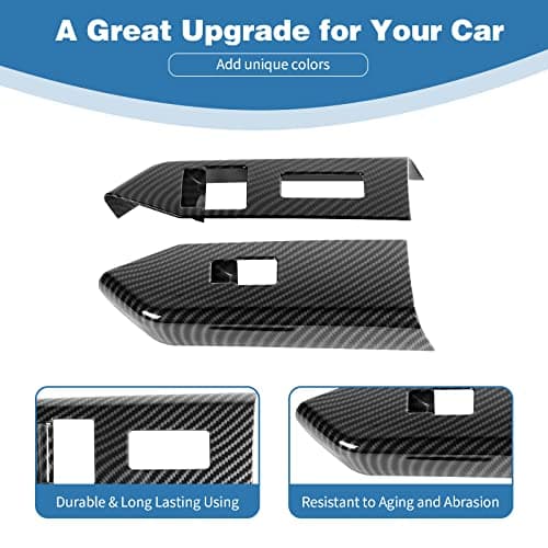 Carbon Fiber Window Lift Switch Button Panel Cover Compatible with Ford Mustang 2010-2014