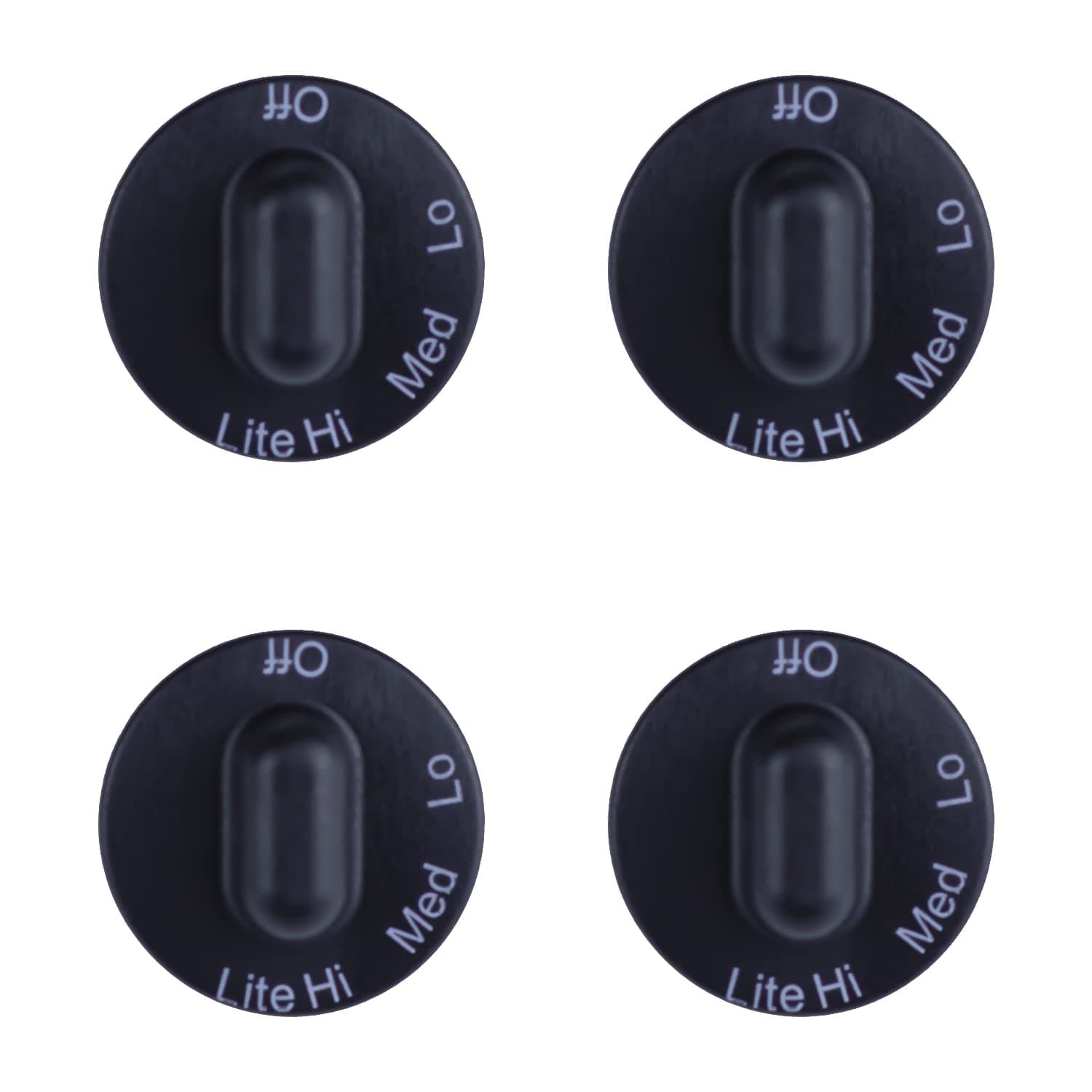 4 Pack 71001641 Stovetop Knobs Range Cooktop Top Burner Control Knob Replacement Knobs Compatible with Some Jenn Air Stove top knobs AP4088491 PS2077264 WP71001641 Black