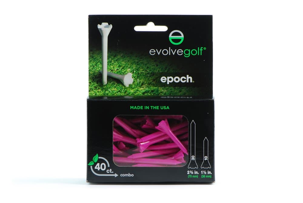 Evolve Golf Epoch (40 Count Combo Pack with 30 2.75" and 10 1.5" Golf Tees)