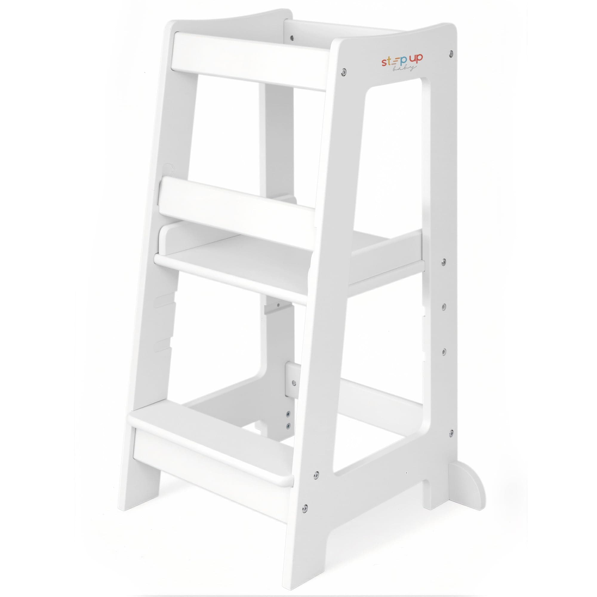 Toddler Step Stool - Adjustable Height Kids Helper Step Stool, Durable, Non-Slip Platform for Bathroom Sink & Kitchen Counter, Toddler Tower for Exploration and Growth - White