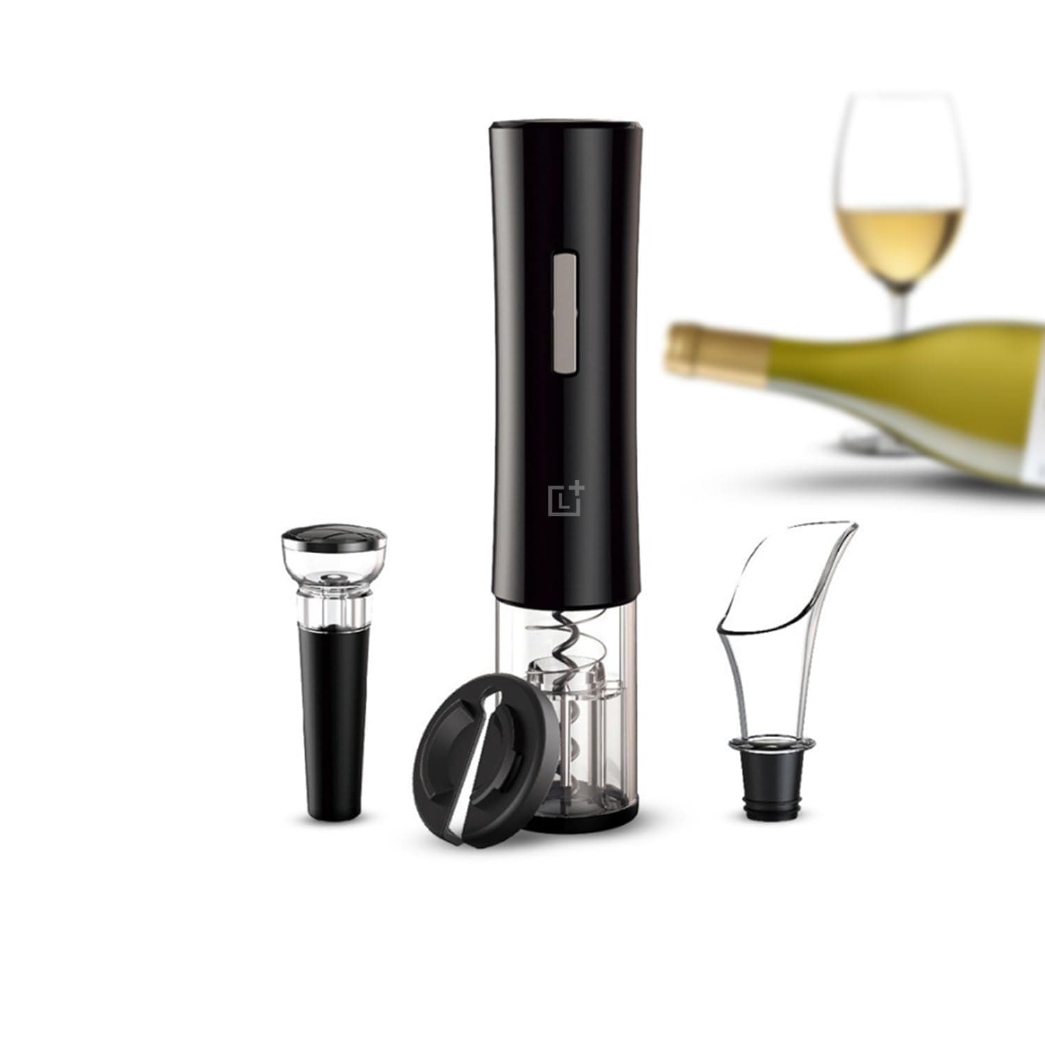 LEVADA PLUS Electric Automatic Wine Opener - Wine Corkscrew Opener – Contains Foil Cutter, Vacuum Stoppers, Aerator Pourer – For Gift, Party, Home, Kitchen