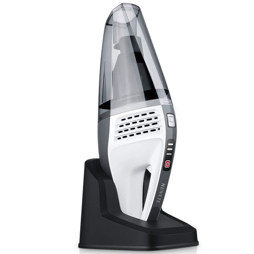 NOVETE Handheld Vacuum Cordless with Replaceable Battery, High Power Suction Lightweight Rechargeable Hand Vac Up to 30 Mins of Wet Dry Use, for Home Car Cleaning with 2 Washable HEPA Filters
