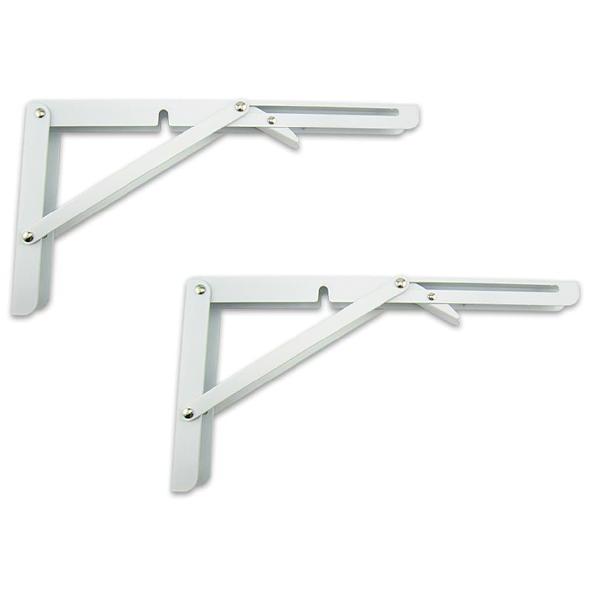 MechWares Folding Bracket for Shelves Tables Long Release Space Saving for Standing Desk Wall-Mounted Drop-Leaf in Kitchen | Laundry Room | Garage | Boat | RV (White 1 Pair/2Pcs) (30cm)