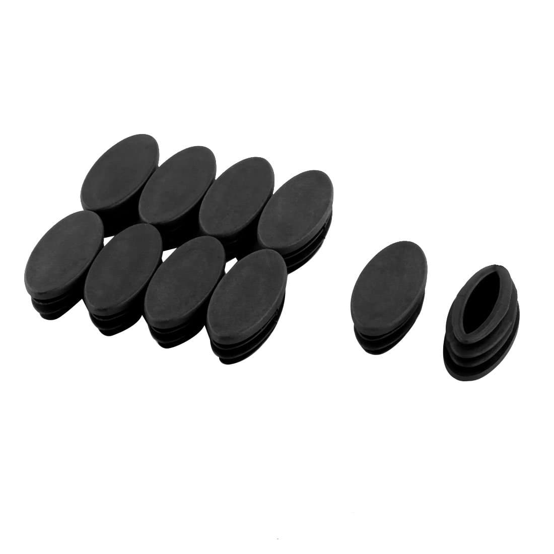 Sourcingmap Table Chair Leg Plastic Oval Pipe Tube Insert Cap 20 x 39mm 10 Pcs Black