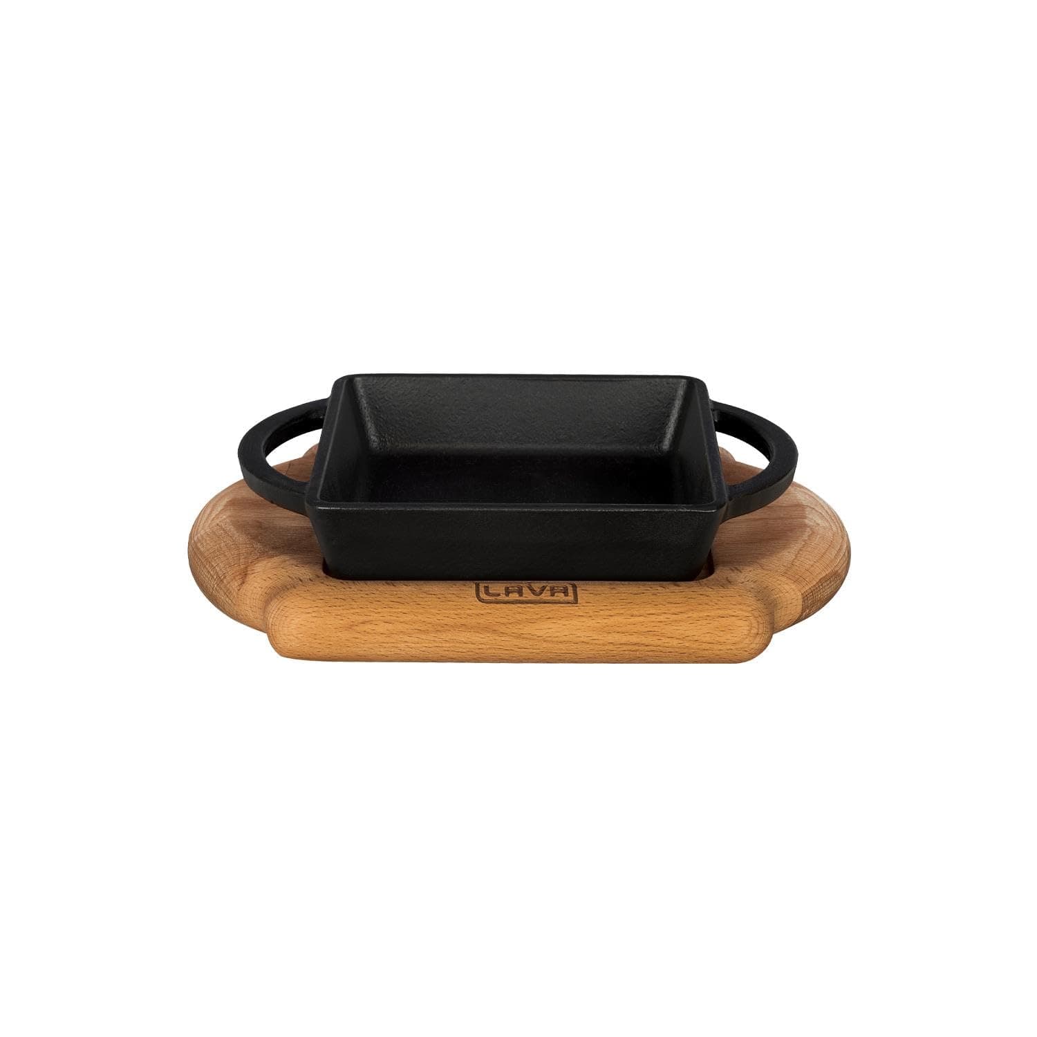Lava Cookware LV Eco P TV 1212 K4 Rectangular Plate and Wood Platter, Dimensions 12 x 12 cm Cast Iron Black