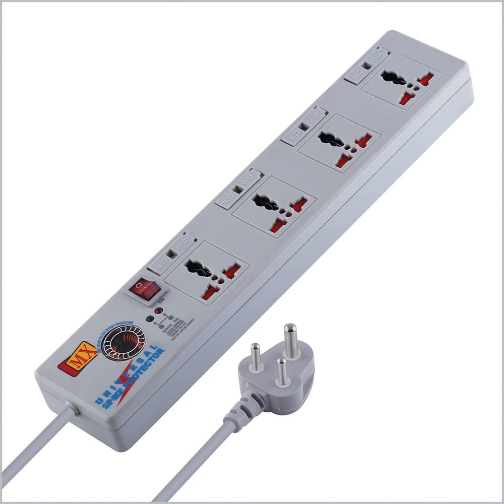 MX 4 Outlet Universal Surge Protector Extension Board with Master Fuse for Each Socket, Heavy Duty 1.5 mtr Power Cord & with Child Saftey Shutter