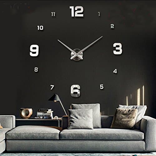 Large DIY 3D Wall Clock Home Decor Mirror Sticker Art