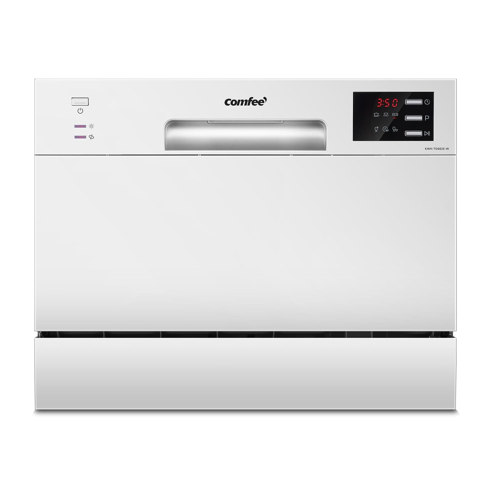COMFEE' Table Top Dishwasher with 6 Place Settings, Mini Countertop Dishwasher for Small Families, Couples, LED display, Delay Start, 47dB Quiet Noise, White
