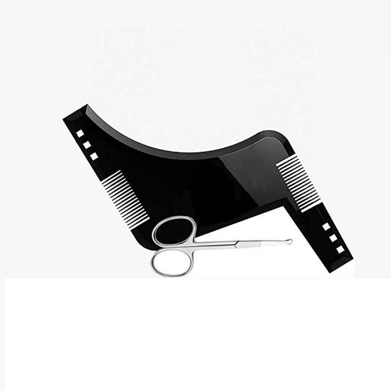 HisMane Beard and Mustache Shaping and Styling Template Tool & Comb with Scissors. Beard Shaper for the Designer Beard