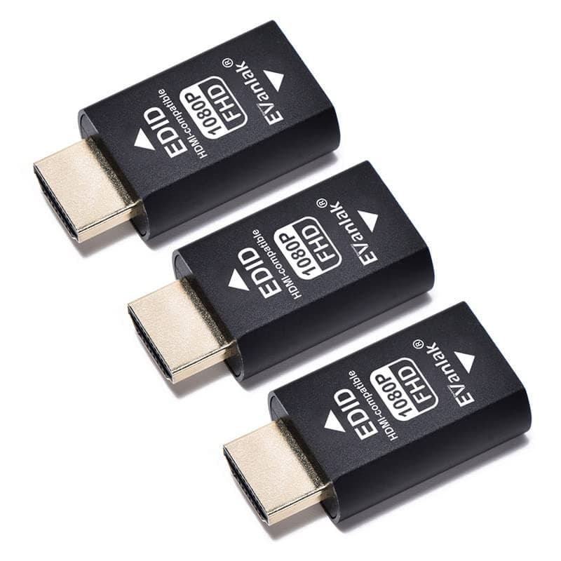 Hdmi Edid Emulator Passthrough Eliminated Emulator Adapter 3rd Generrtion Work with Mac Thunderbolt to HDMI Switches / Extender/AV Receiver/Video Splitters -1920X1080@59hz-3pack