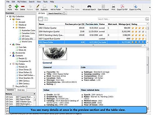 Coin Collecting Software: Stecotec Coin Collector Pro - Inventory Program for Your Coins - Numismatic Collection Management - Digital Organiser