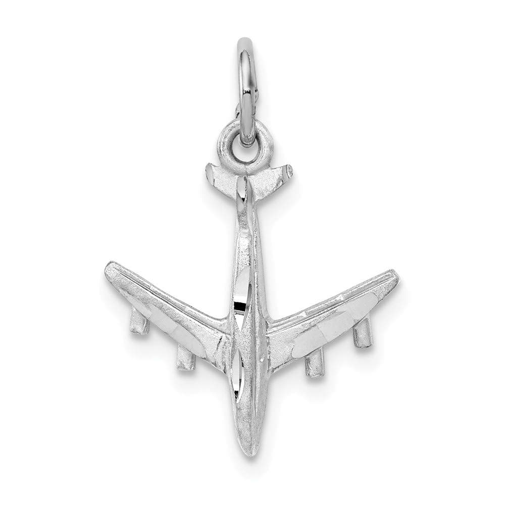 Solid 14k White Gold 3 D Airplane Charm Pendant (21.5mm x 16mm)