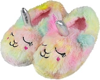 Tirzrro Girls/Kids Cute Unicorn Slippers with Warm Plush Fleece House Slip-on Shoes