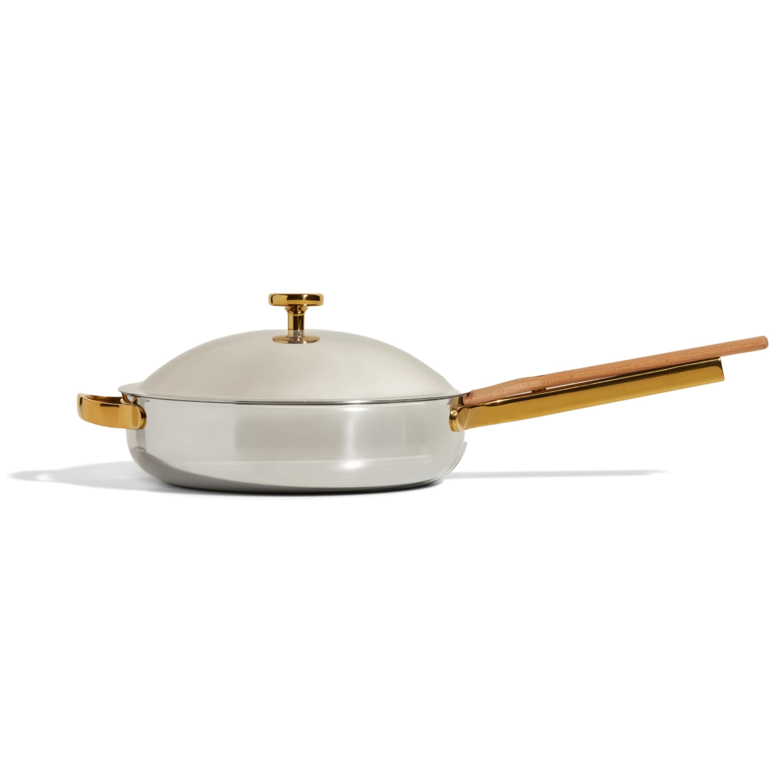 Our Place Titanium Always Pan Pro - 10.6” (2.8 Qt) No-Coating Nonstick Technology | Tri-Ply Titanium & Stainless Steel | Safe for Oven, Induction & Cooktops up to 750°F | Includes Spatula | Gold