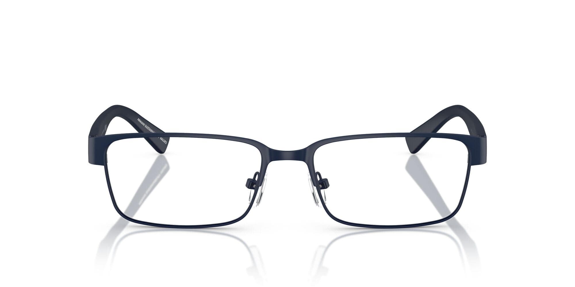 A|X ARMANI EXCHANGE Men's AX1017 Rectangular Prescription Eyewear Frames, Matte Blue/Demo Lens, 54 mm