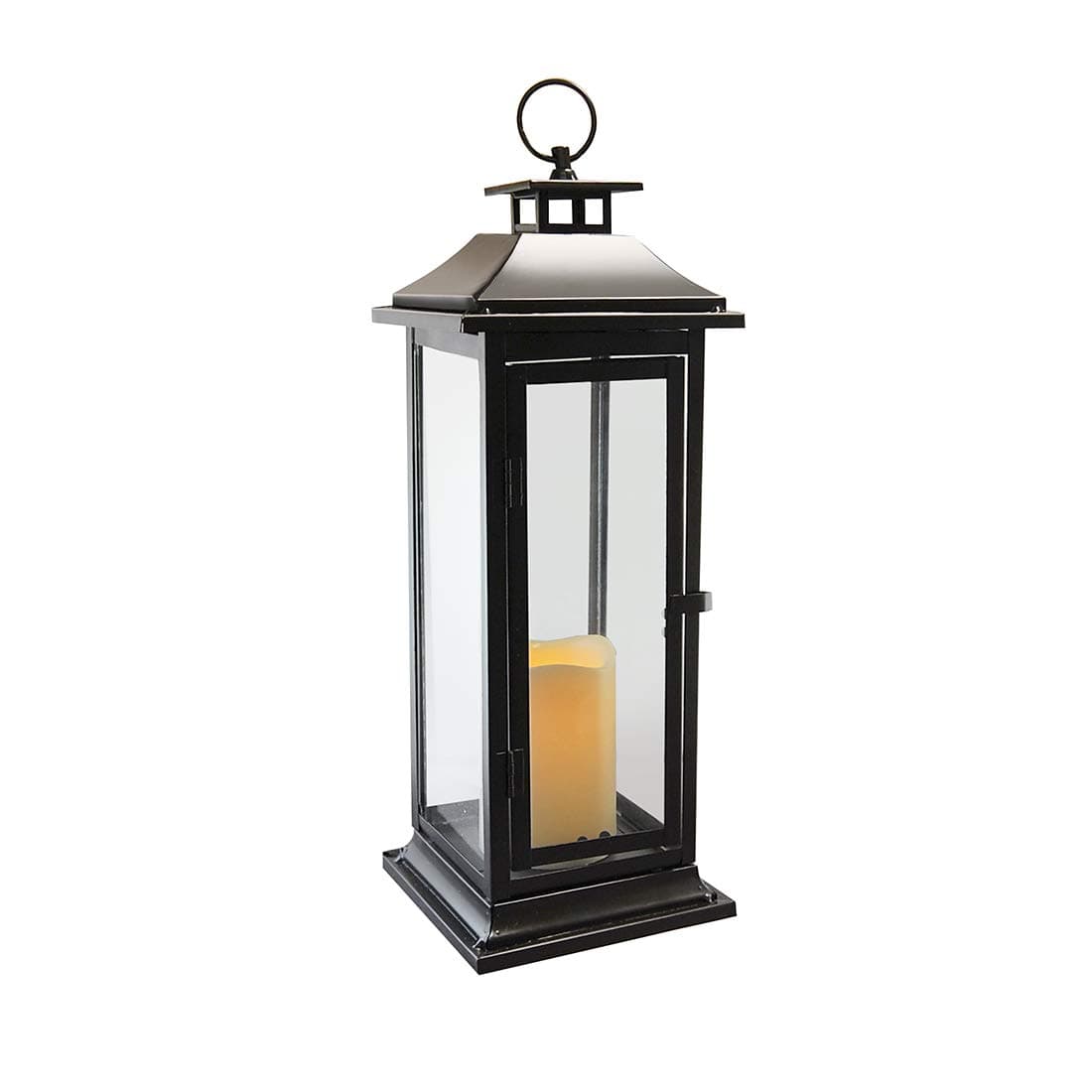 Black Traditional Lantern with LED Candle