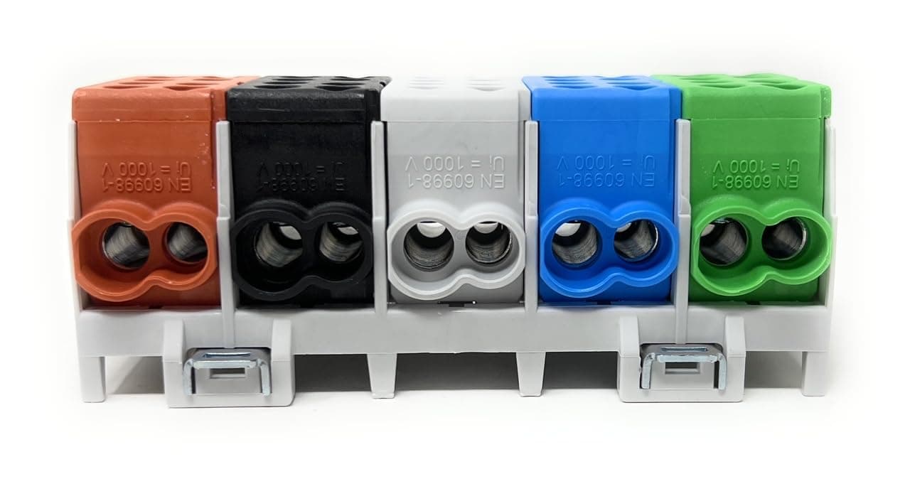 Pollmann Main cable junction terminal 5-pin for DIN rail - power distributor with VDE