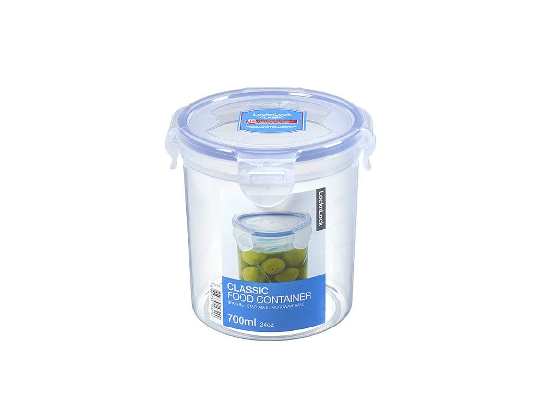 Lock & Lock HPL932D Round Storage Container - Clear/Blue, 700ml