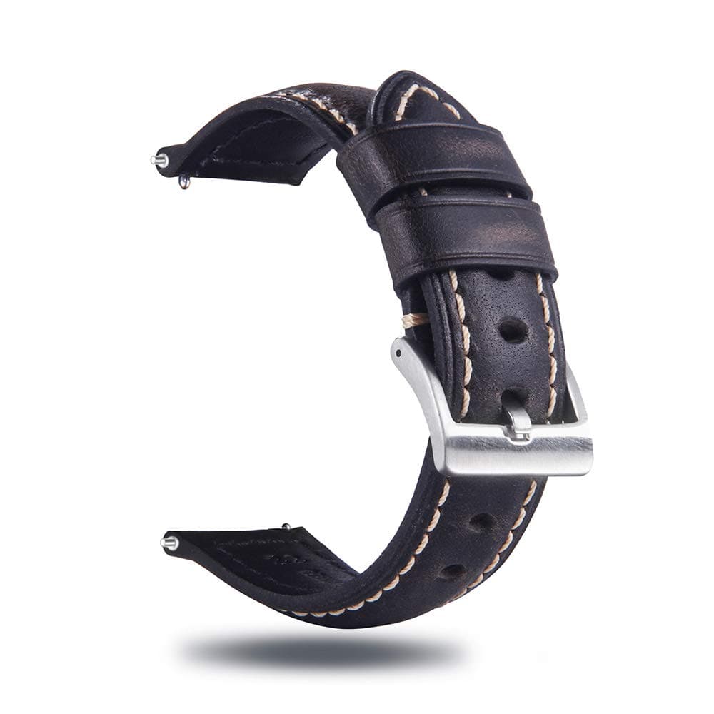 Quick Release Retro Leather Watch Band,Vintage Pull-up Leather Watch Strap