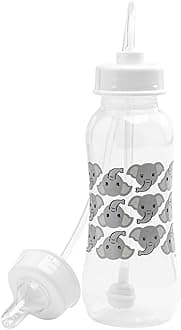 Hands-Free Baby Bottle - Anti-Colic Nursing System 9 oz Baby Bottle with Fast Flow /Teat 3m+ Infant with Tube Straw Feeding System for Toddler (1 Bottle - Elephant)