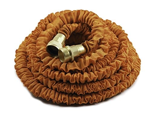 100ft Orange Light Duty Expandable/Collapsible Garden Hose, Solid Brass Connector Fittings, No Kink, No Tangle, Lightweight, Easy Storage, Expanding Design, Top Customer Service