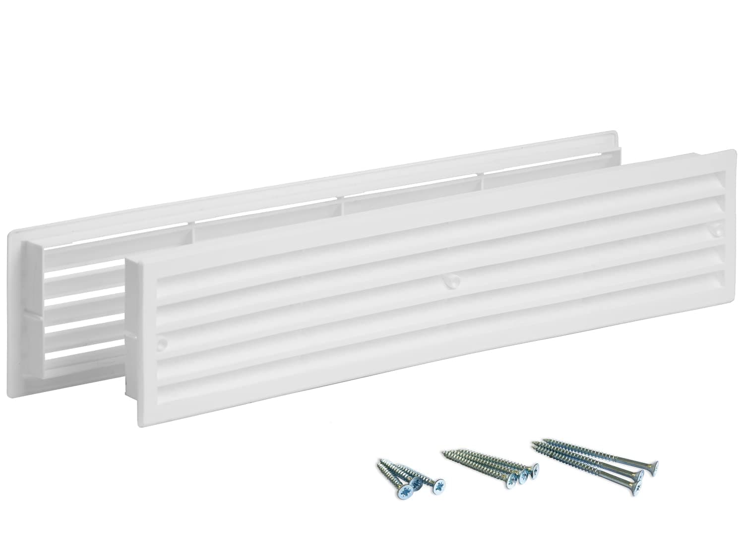 Door Vent for Interior Doors 45cm x 9cm - Two Sided Door Louvers | for Bathroom, Cabinet | Plastic air Vent Grille | Outer Dimensions 45cm x 9cm for 43cm x 7,5cm Opening (White)