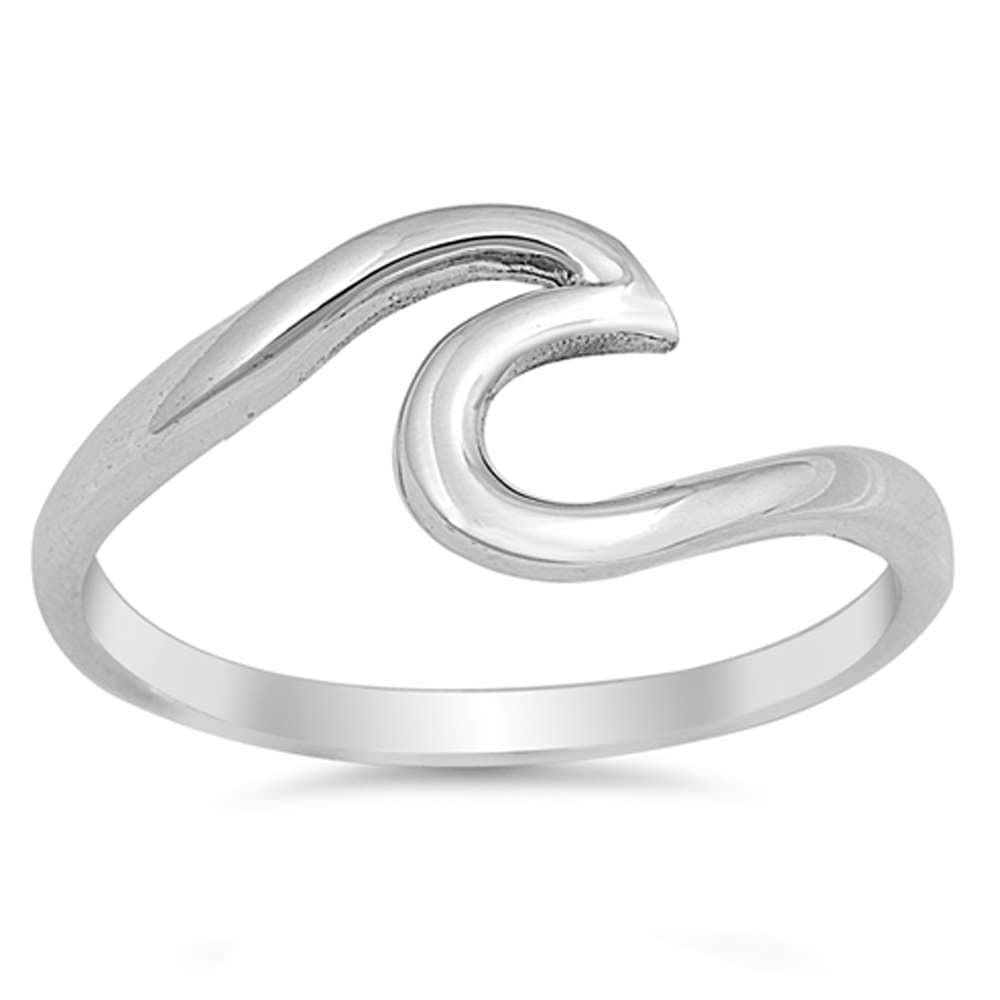 925 Sterling Silver Wave Design Ring Colors Available