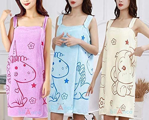 Techno Savvy Microfiber Soft Bath Towel and Lady Spa Shower Towel Fashion Women Wearable Quick Dry Magic Bathing Beach Spa Bathrobes Wash Clothing Beach Dresses - (Multicolor)