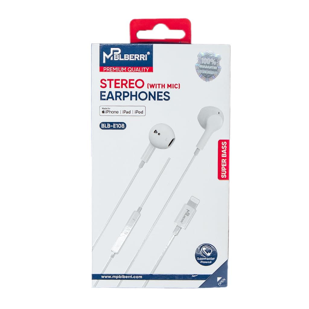 mpBLBERRI BLB-E108 Stereo (with mic) Lighting Connector Earphone