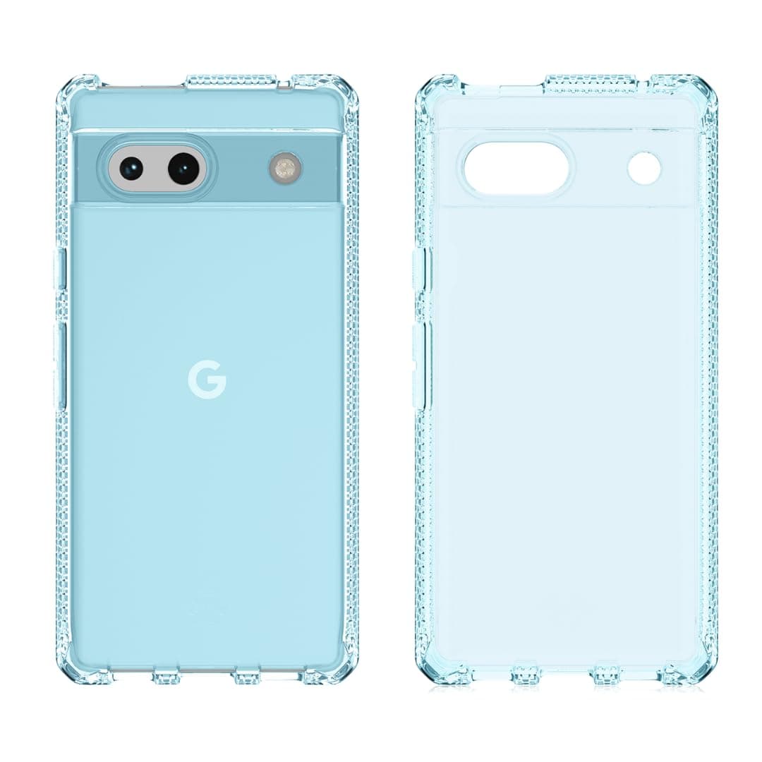ITSKINS Spectrum R // Clear Compatible with Google Pixel 7a, Protective Phone Case, Anti-Yellowing, Shockproof Cover, and Military Grade Phone Case - Light Blue
