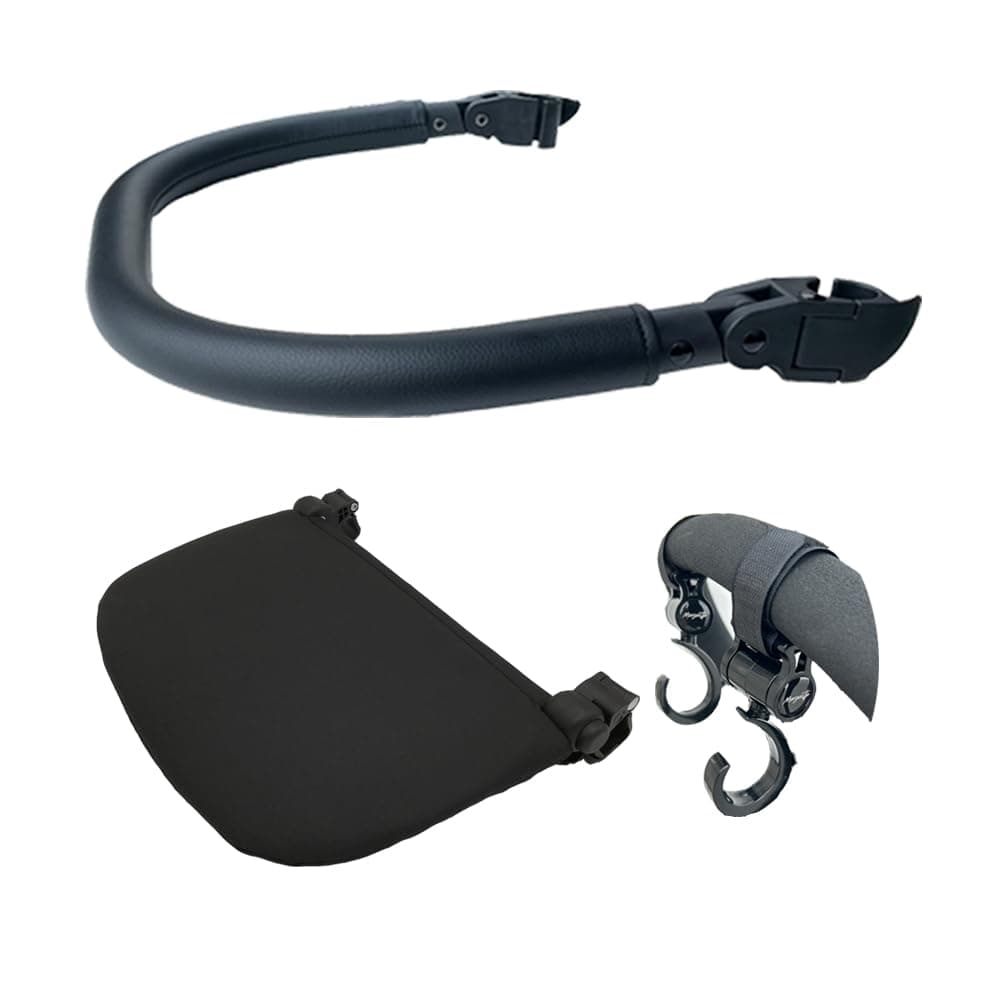 3 pcs/Set Stroller Accessories PU Leather Armrest, Leg Rest Board and Hook Compatible with Babyzen YOYO 2 and YOYO Stroller (Black)
