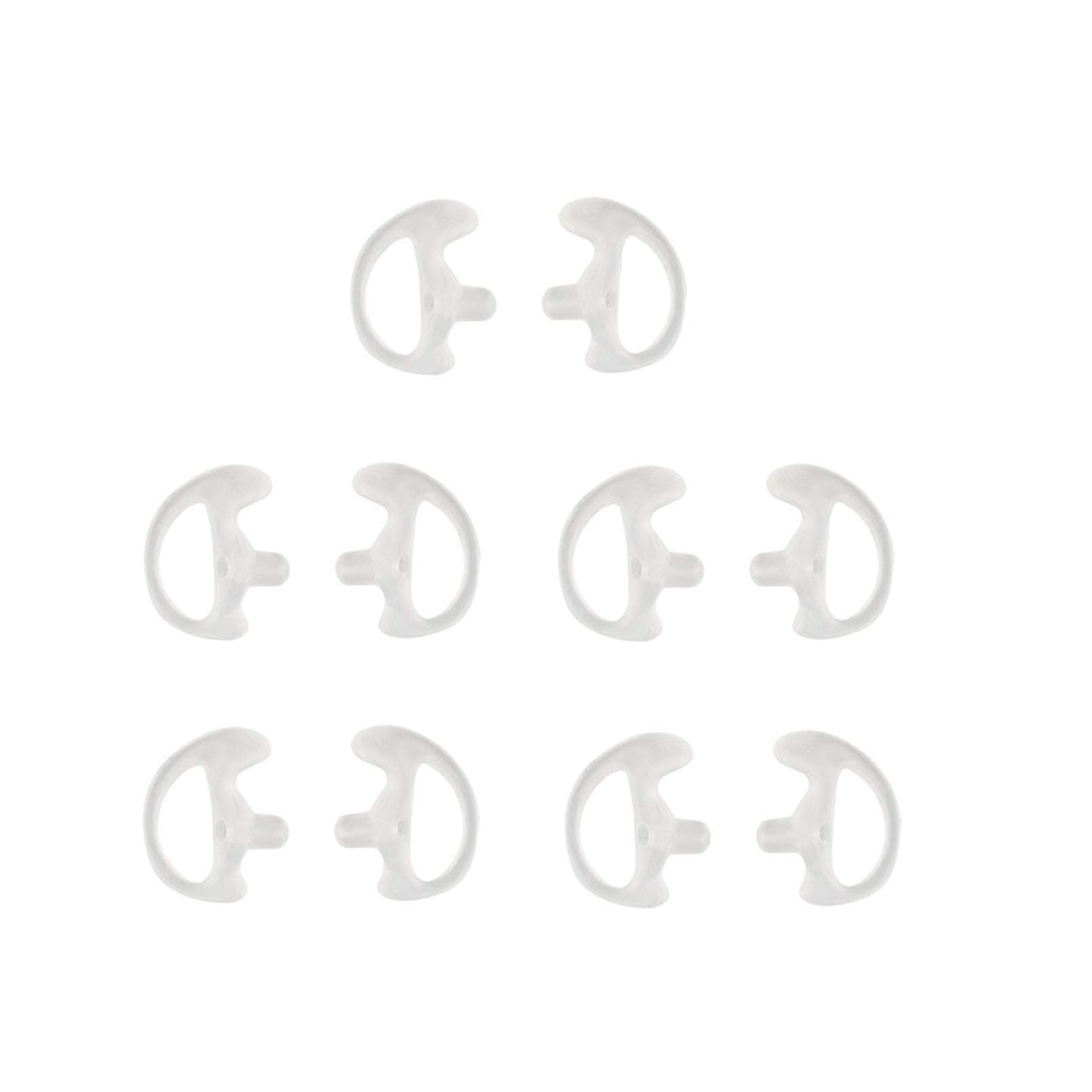 Two Way Radio Ear Mold Replacement Soft Silicone Ear Insert for Acoustic Coil Tube Earpiece (Transparent, 5 Pair Medium)