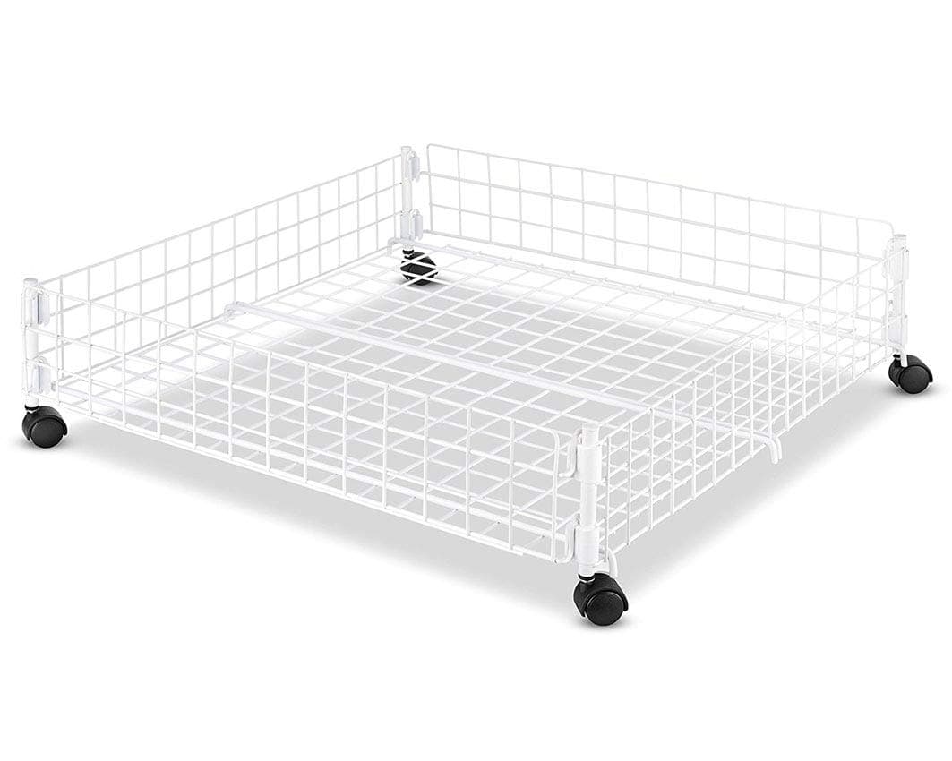 Whitmor Rolling Wire Underbed Cart, White