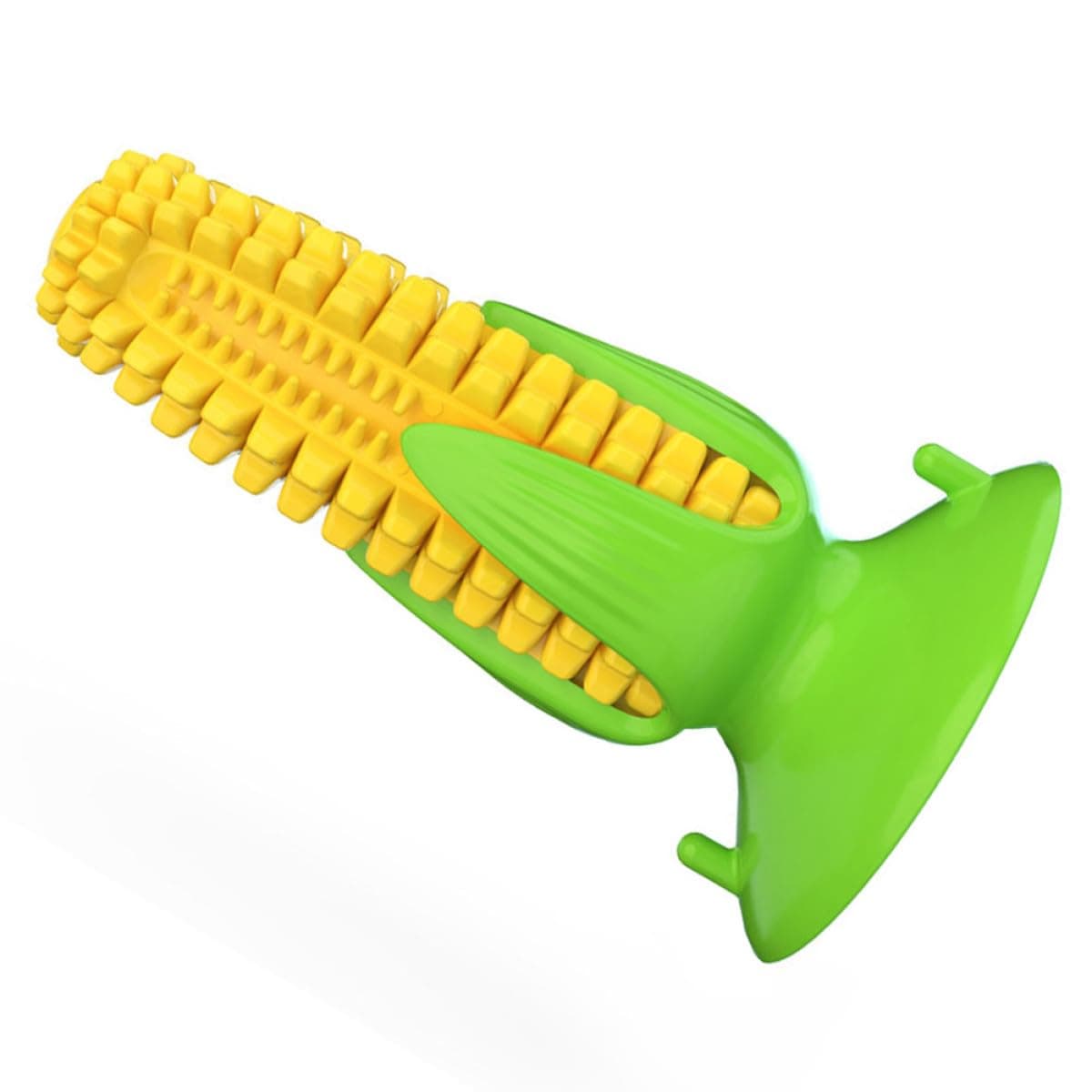 VICASKY Dog Chew with Suction Cup Corn Shape, Interactive Squeaky Pet Dental Care Chew for Teeth Cleaning and Bite Resistance, Suitable for Medium Dogs
