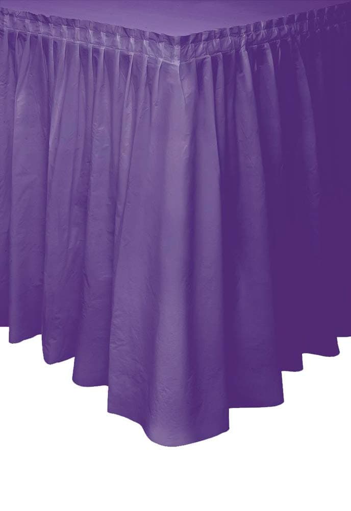 Unique Industries Purple Solid Plastic Table Skirt, 29 in x 14 Ft Length