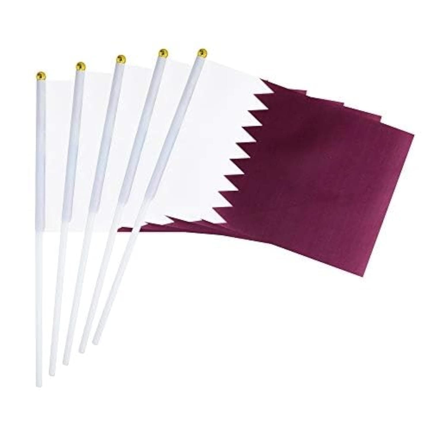25 Pack Hand Held Small Mini Flag Qatar Qataris Flag Stick Flag Round Top National Country Flags,Party Decorations Supplies For Parades,World Cup,Festival Events,International Festival