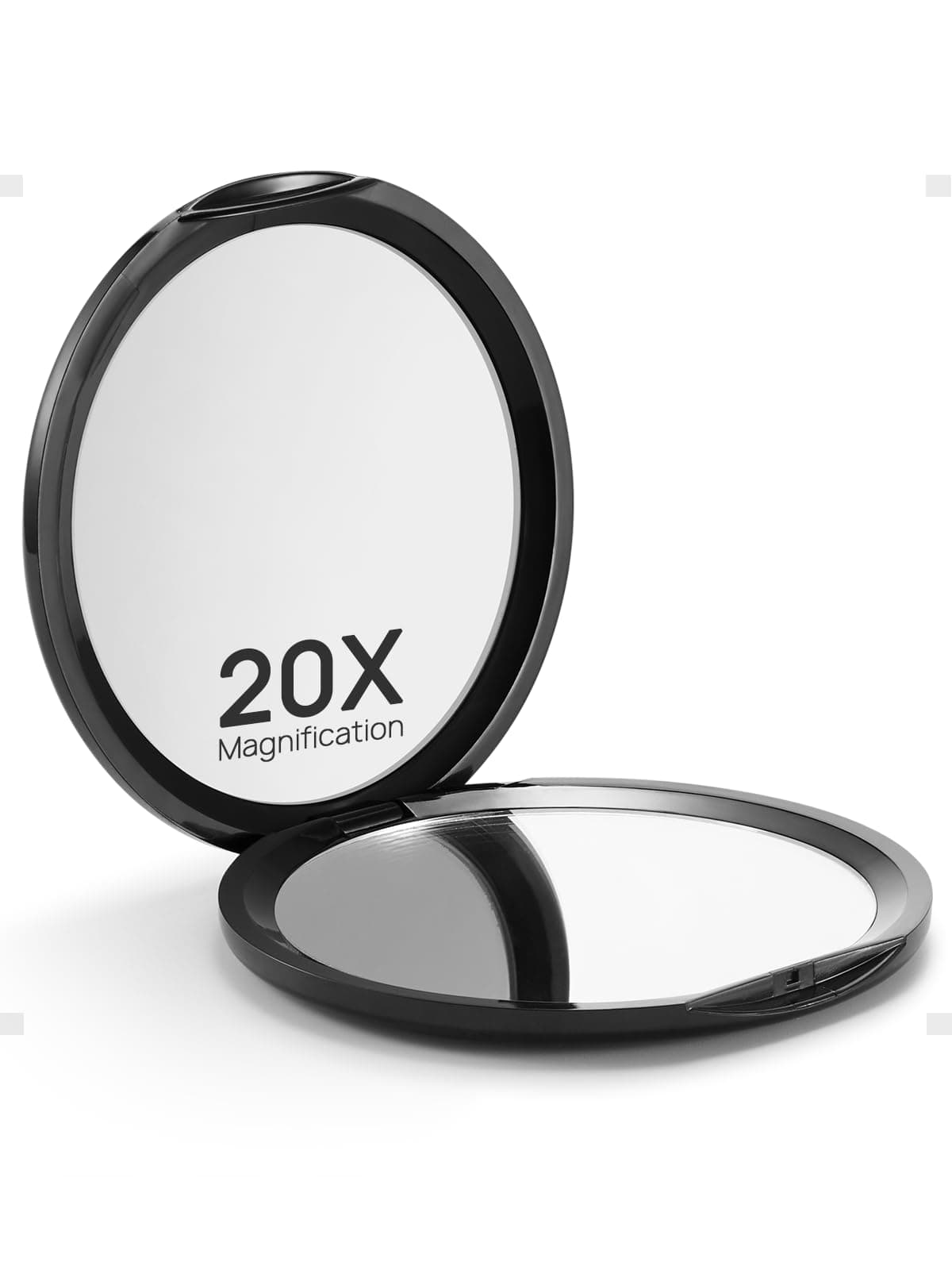 Macaki Compact Mirror for Purses,1X/20X Magnifying Mirror,3-inch Pocket Size Small Mirror for Travel and Makeup,Round Black