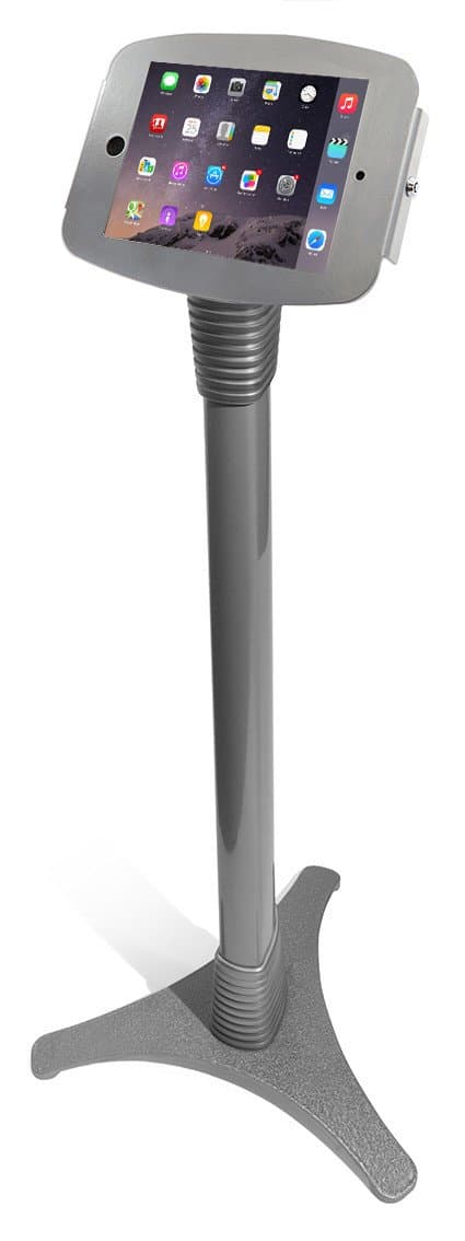 Maclocks 147S224SENS Adjustable iPad Floor Stand with Locking Space Enclosure 39-45 Inches for iPad/iPad Pro 9.7 (Silver)