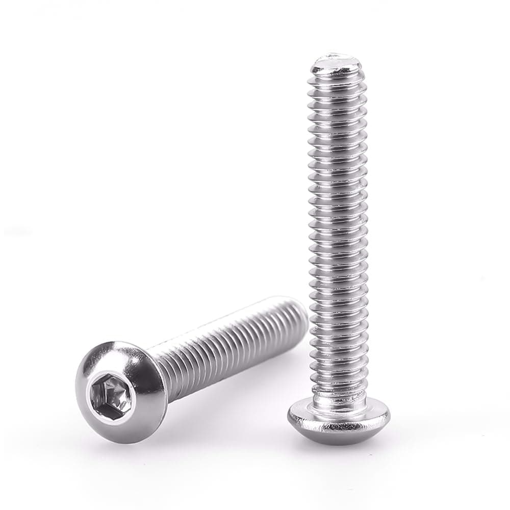 1/4-20 x 1-1/2" Button Head Socket Cap Bolts Screws, 304 Stainless Steel 18-8, Allen Hex Drive, Bright Finish, Fully Machine Thread, Pack of 25
