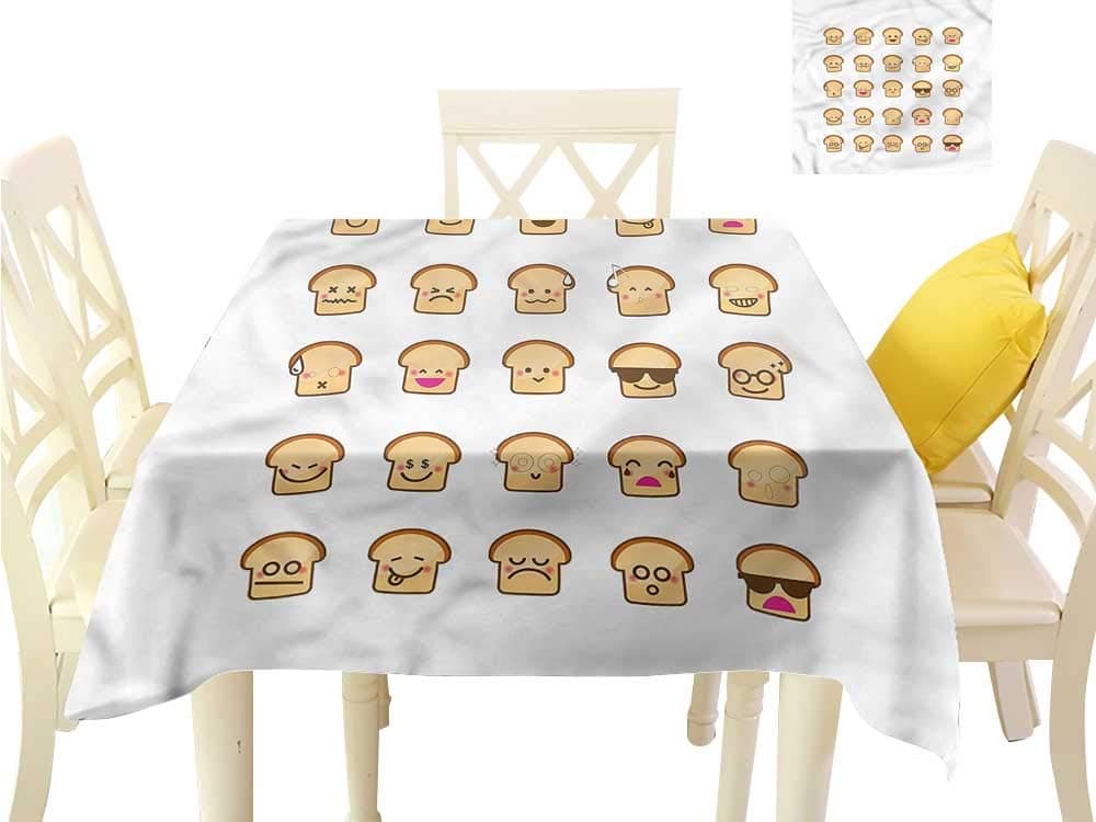 WilliamsDecor Dining Table Cover Emoji,Different Emotions Bread Printed Tablecloth W 54" x L 54"