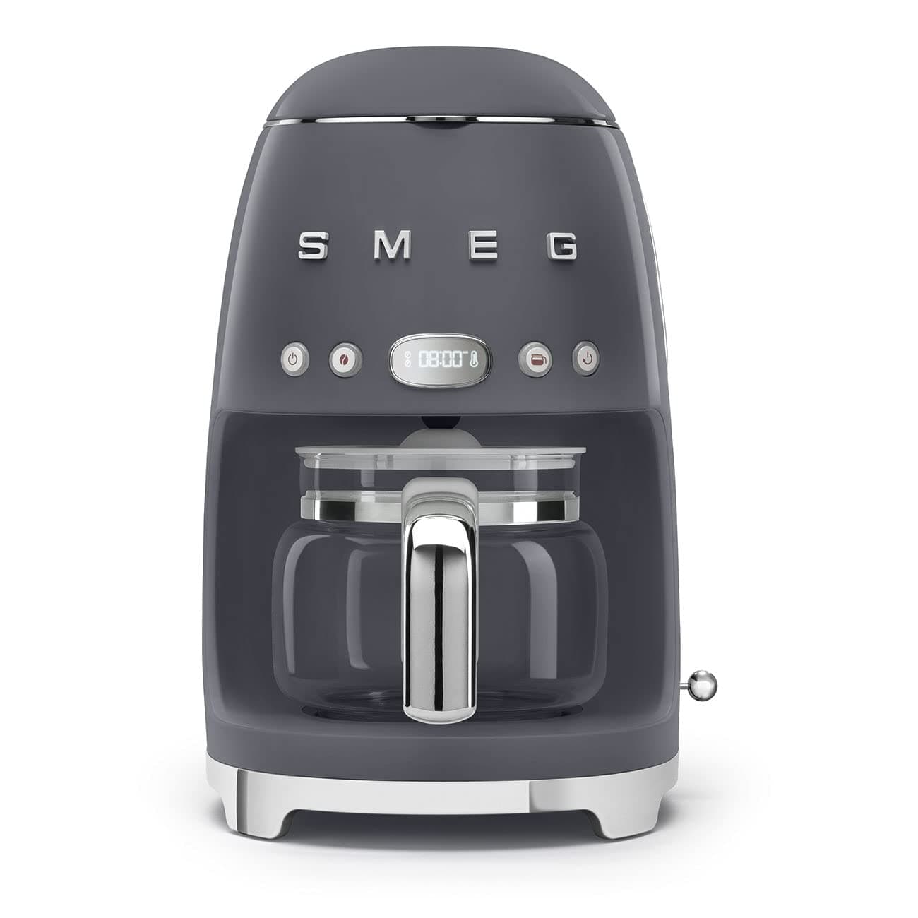Smeg DCF02GRUK Drip Coffee Machine, Auto-Start Mode, Reuseable Filter, Digital Display, Anti-Drip System, Aroma Intensity Option, 1.4 Litre Tank, Slate Grey