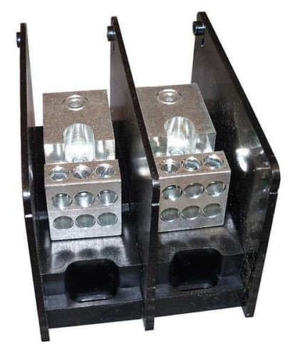 Power Distribution Block - 2-Pole, 1 TAP - #2/0-14 AWG Wire, 6 TAP - #2-14 Wire, 600 Volt, 175 Amp