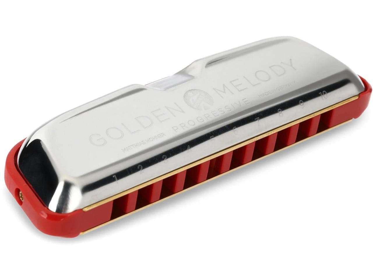 Harmonica, Golden Melody - Key of A Version 2, Diatonic, Equal-tempered Tuning, Horn, Polished Finish, Modern Style