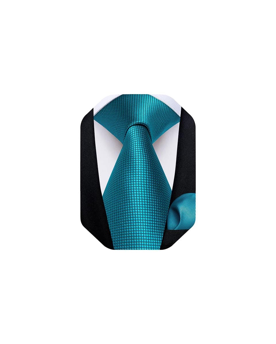 Mens Solid Color Tie and Pocket Square Set Woven Silk Plain Necktie & Handkerchief for Men Wedding Party Formal