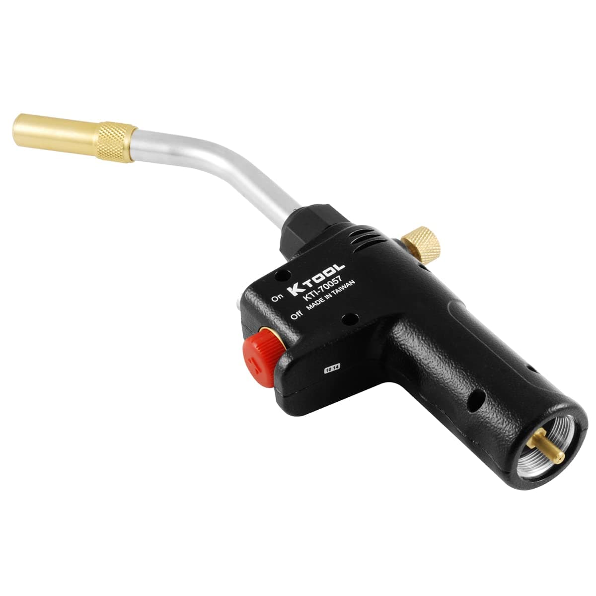K Tool International 70057 Self Igniting Propane Torch Head with Piezo Igniter for Garages, Repair Shops and DIY, Safety Lock, Ignition Button Lock, Ergonomic Handle, Includes Replacement Tip