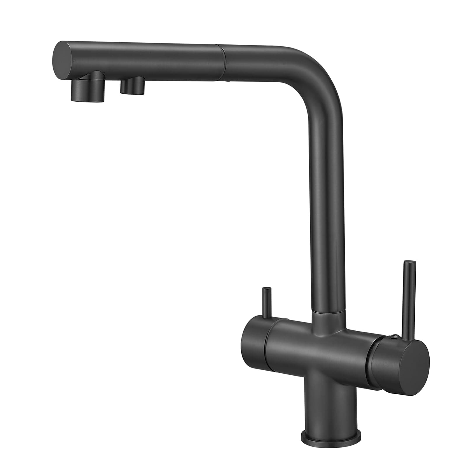 3 Way Kitchen Tap with Pull Out Hose Rotating Faucet 3 Way Water Filter Tap Kitchen Drinking Taps Sink Mixer Black
