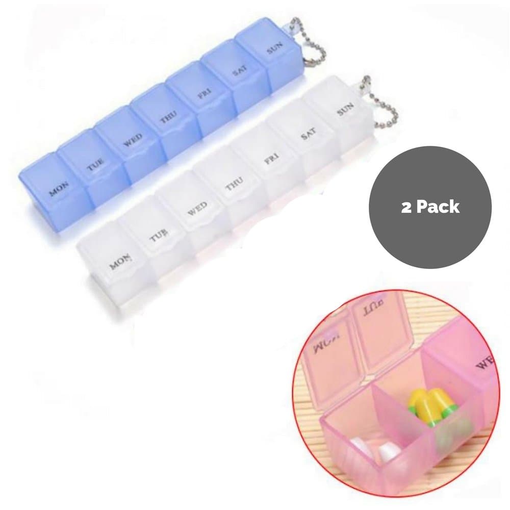 7 Day Pill Box Dossette Medication Organiser - 2 Pack