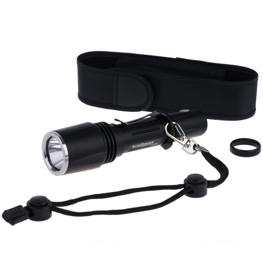 Kraftmax X1000 high-Power Cree XML U2 LED Torch, 700 Lumen with Tactical Ring, case, Belt Clip, arm Band and Spare Parts 42266888
